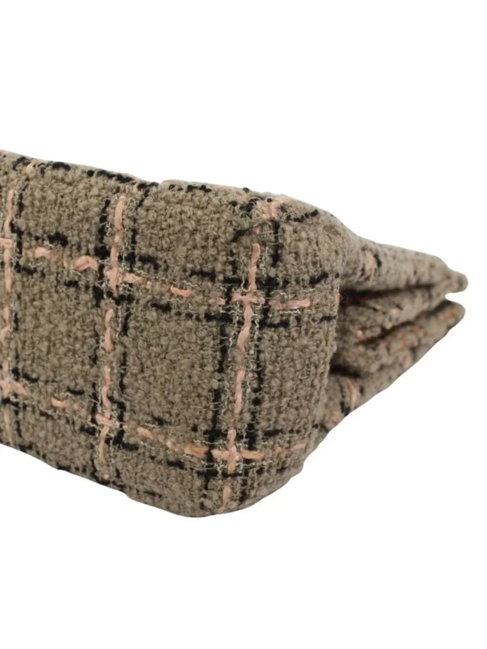 Chanel Tweed Pink Beige Shoulder Bag Gold